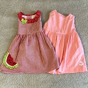 3/4 Girls Dress Bundle featuring seer sucker & Smiling Button!